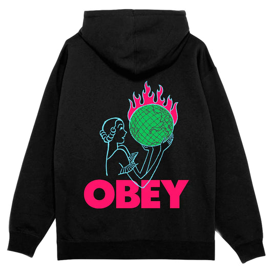 Felpa Obey World In Flames Fleece - Black - Felpe di Obey | Francis Concept