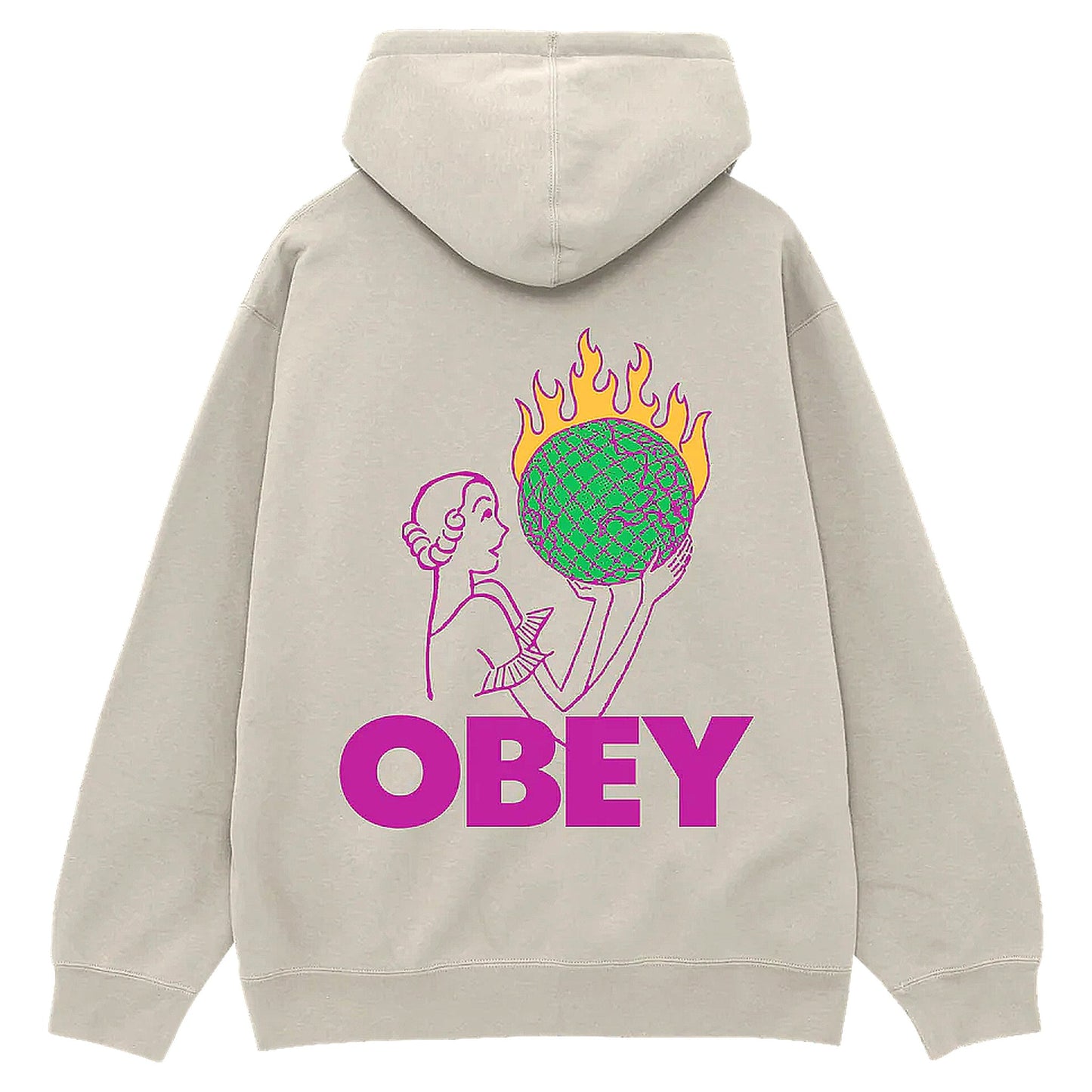 Felpa Obey World In Flames Fleece - Moonstruck - Felpe di Obey | Francis Concept