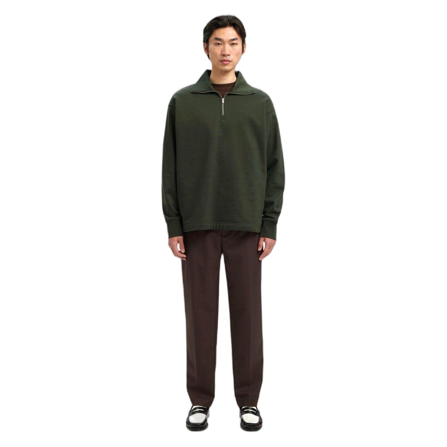 Felpa Selected Homme Relax Aron Ls Half Zip Sweat - Deep Forest - Felpe di Selected Homme | Francis Concept