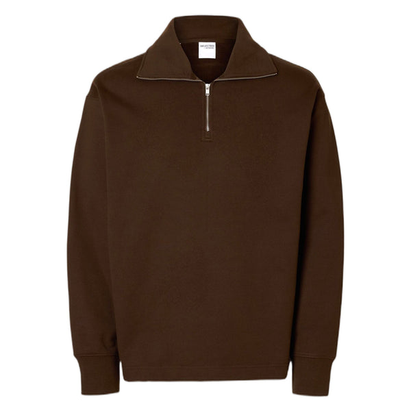 Felpa Selected Homme Relax Aron Ls Half Zip Sweat - Marrone - Felpe di Selected Homme | Francis Concept