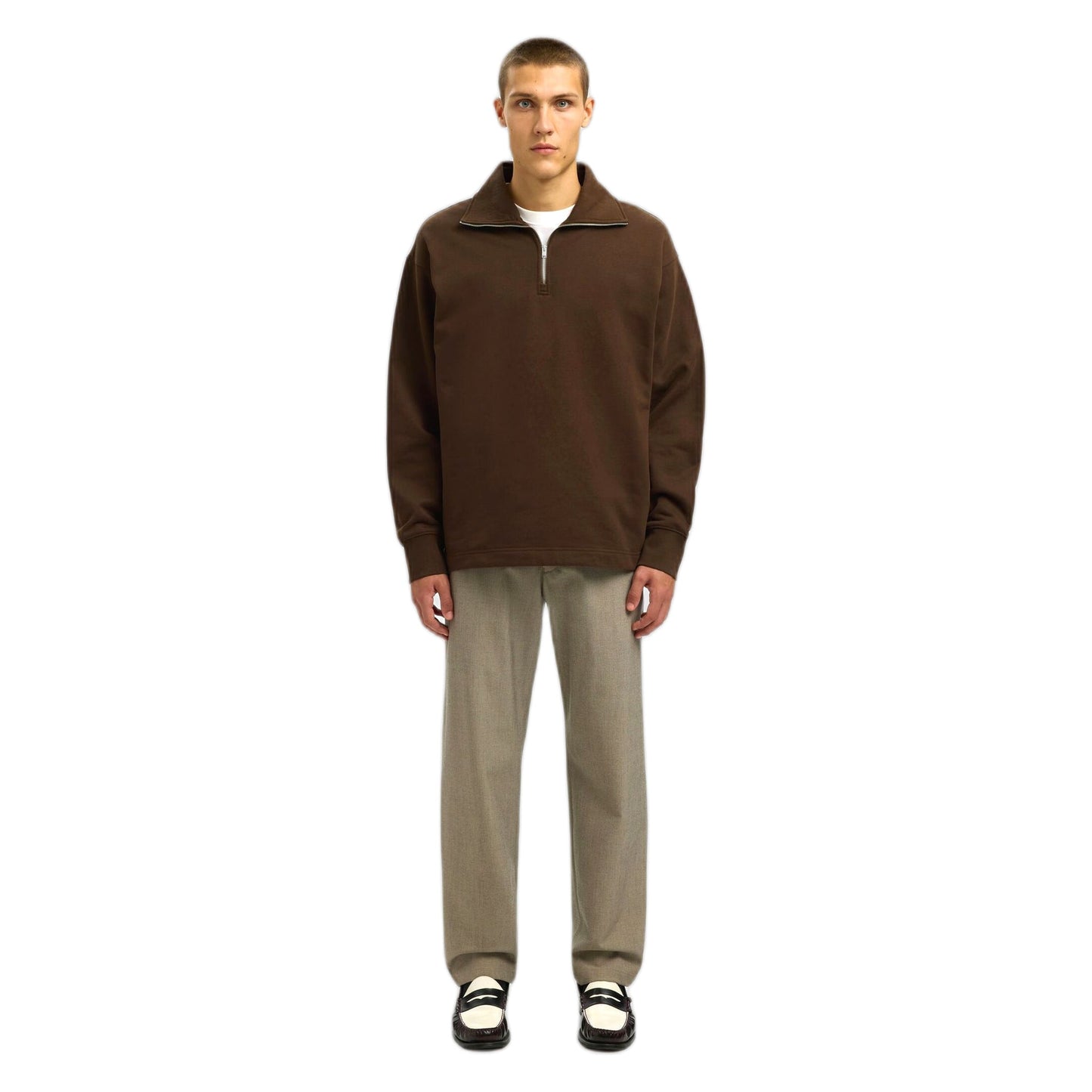 Felpa Selected Homme Relax Aron Ls Half Zip Sweat - Marrone - Felpe di Selected Homme | Francis Concept