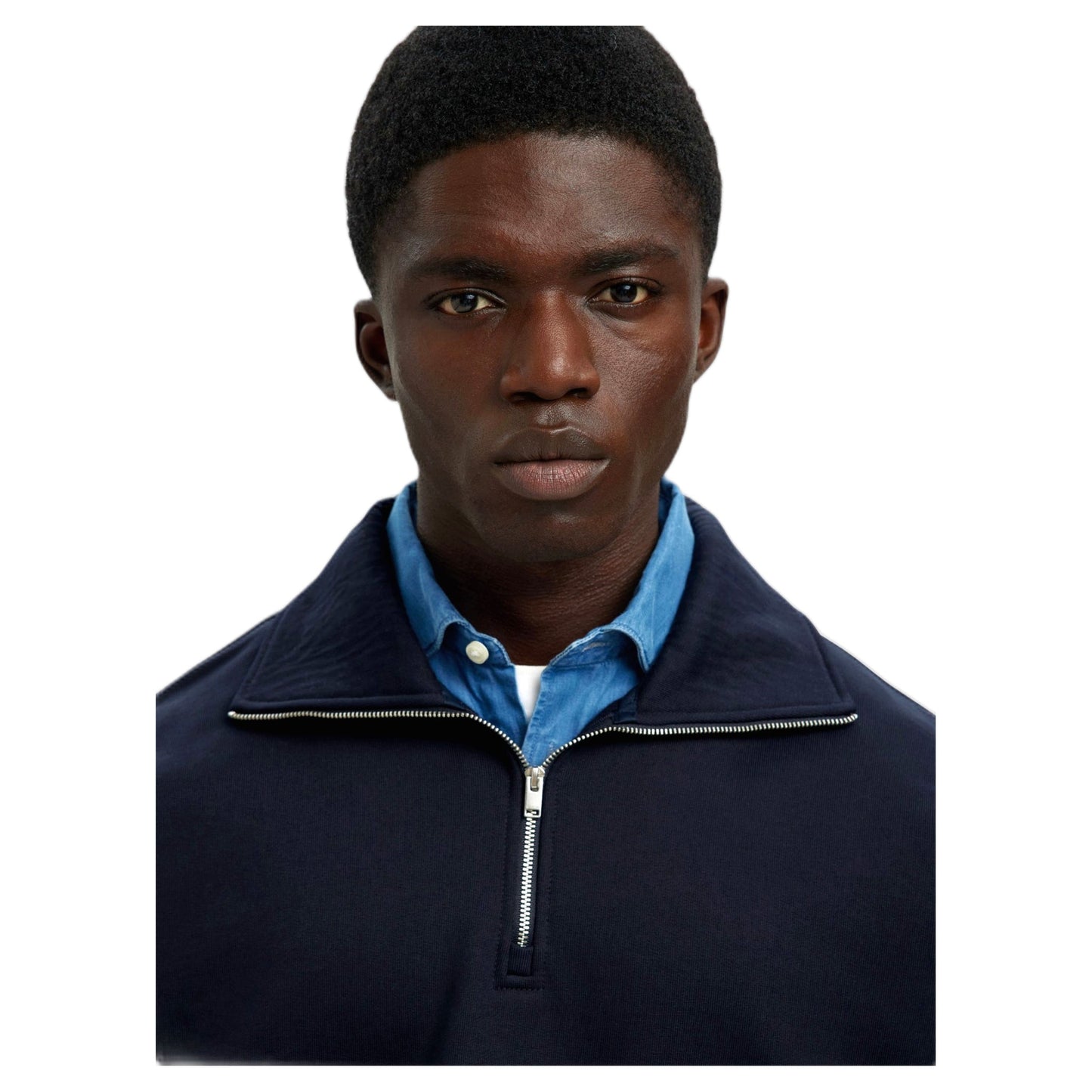 Felpa Selected Homme Relax Aron Ls Half Zip Sweat - Navy - Felpe di Selected Homme | Francis Concept