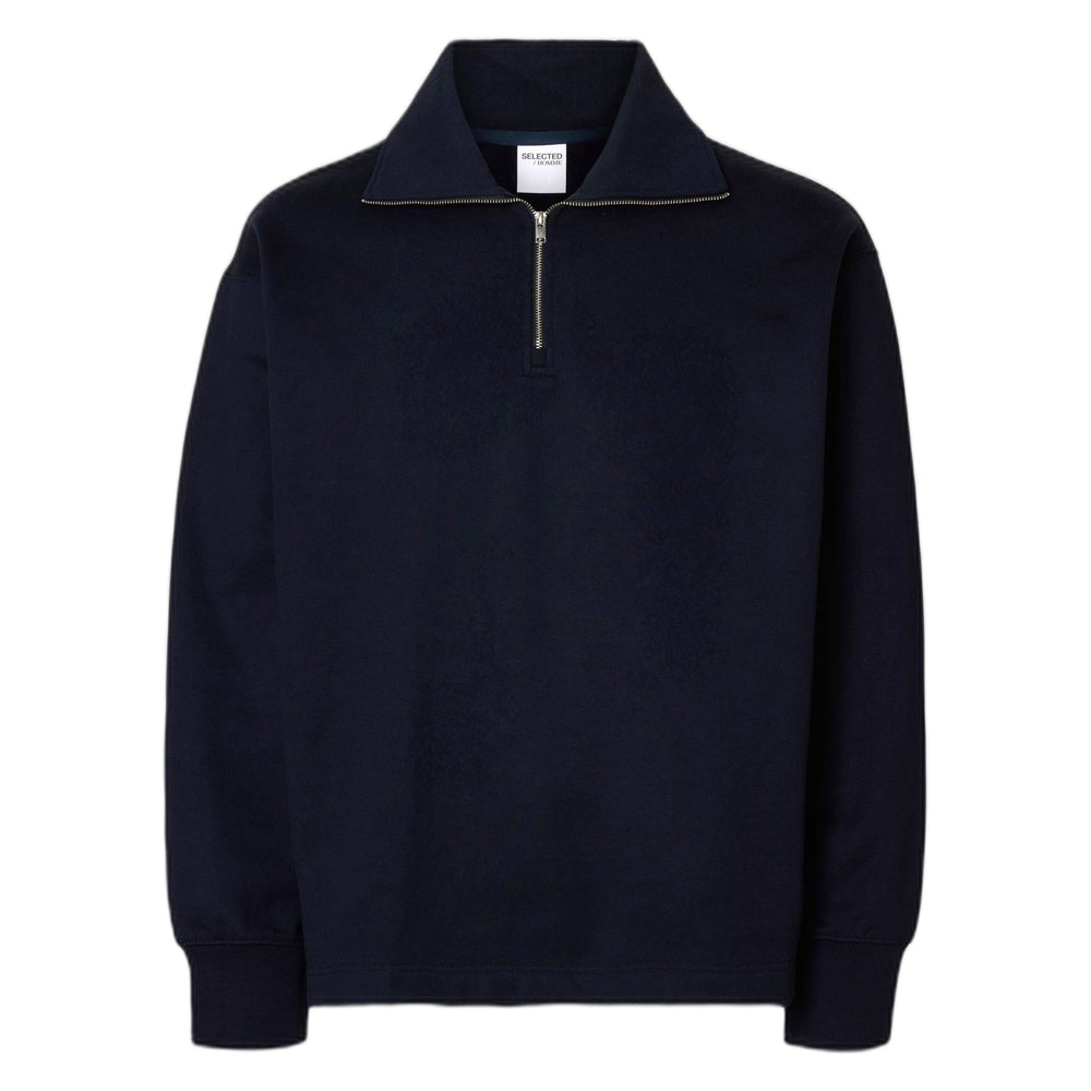 Felpa Selected Homme Relax Aron Ls Half Zip Sweat - Navy - Felpe di Selected Homme | Francis Concept