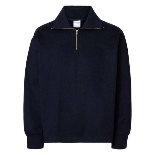 Felpa Selected Homme Relax Aron Ls Half Zip Sweat - Navy - Felpe di Selected Homme | Francis Concept