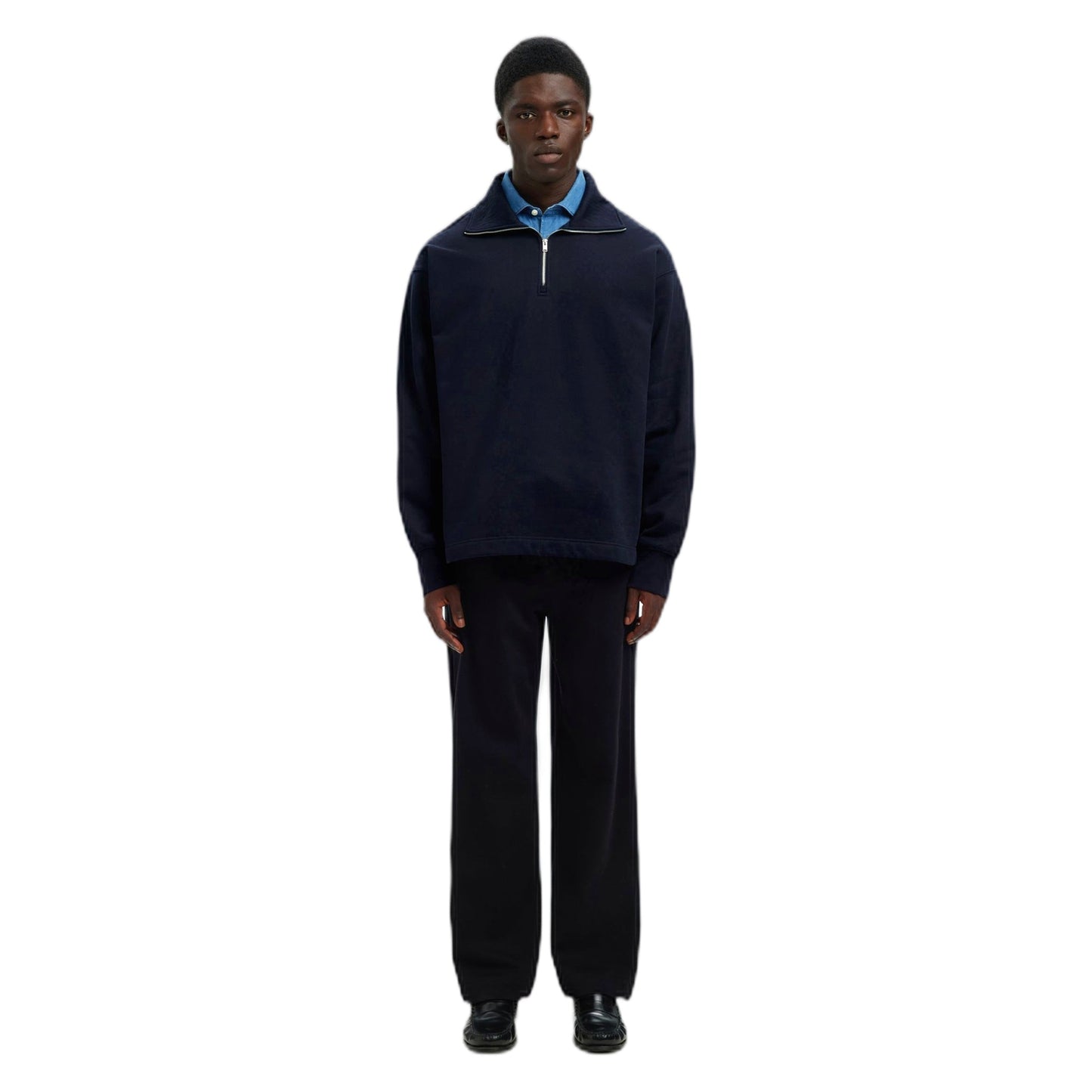 Felpa Selected Homme Relax Aron Ls Half Zip Sweat - Navy - Felpe di Selected Homme | Francis Concept