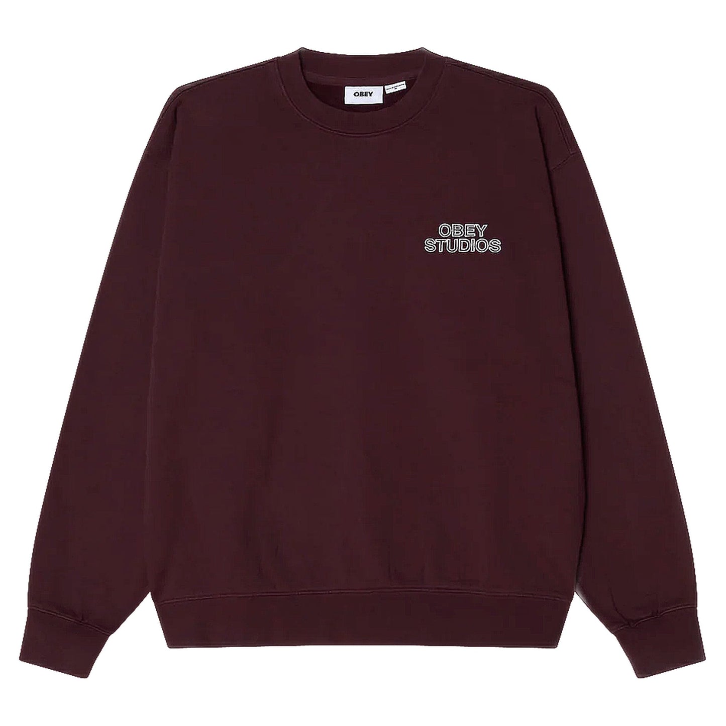 Felpe Obey Studios Faded Crew Fleece - Winetasting Faded Wash - Felpe di Obey | Francis Concept