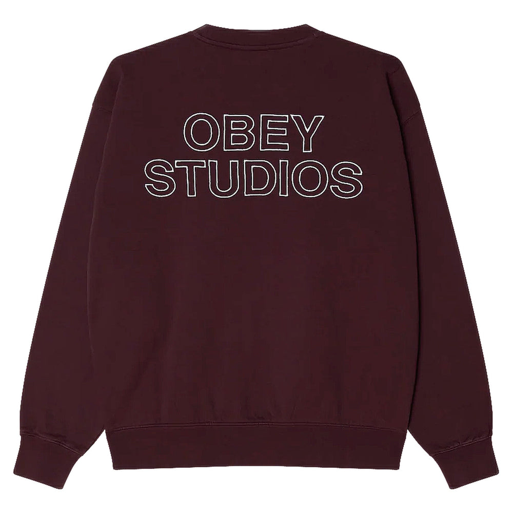Felpe Obey Studios Faded Crew Fleece - Winetasting Faded Wash - Felpe di Obey | Francis Concept