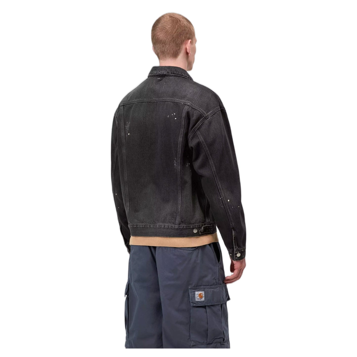 Giacca Carhartt Wip Helston Jacket - Black destroy wash, splatter