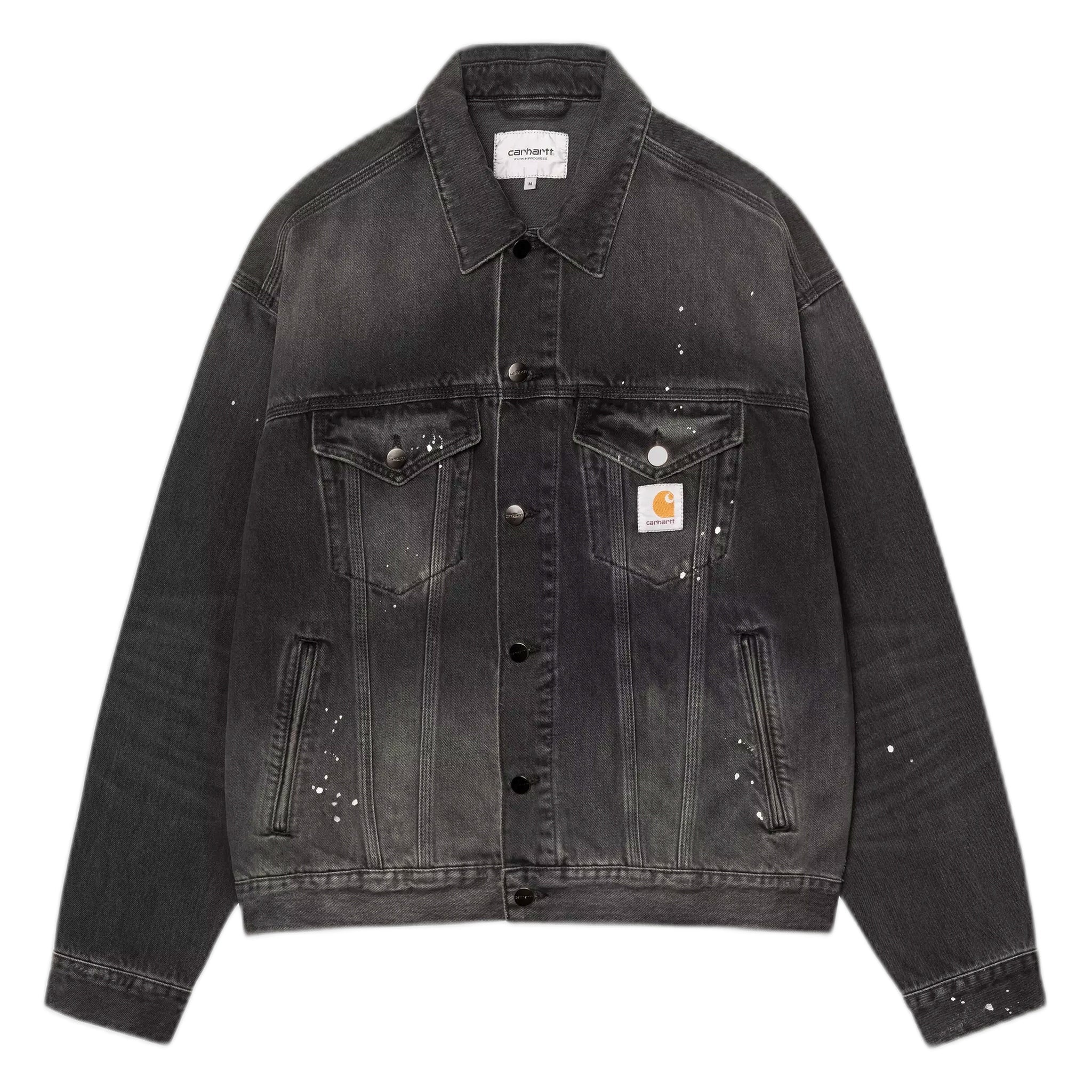 Giacca Carhartt Wip Helston Jacket - Black destroy wash, splatter - Giacche di Carhartt Wip | Francis Concept
