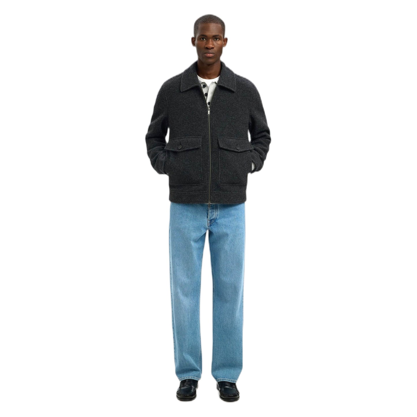 Giacca in Lana Selected Home Jakob Wool Blend Jacket - Grey Melange - Giacche di Selected | Francis Concept