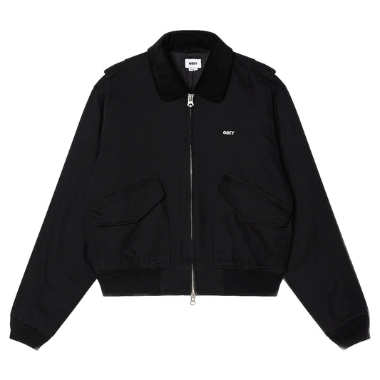 Giacca Obey Fade Wash Cwu Jacket - Black Faded - Giacche di Obey | Francis Concept