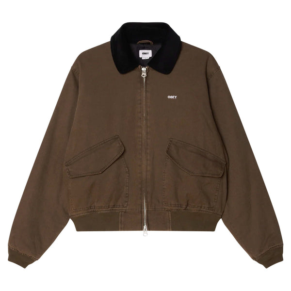 Giacca Obey Fade Wash Cwu Jacket - Green Faded Wash - Giacche di Obey | Francis Concept