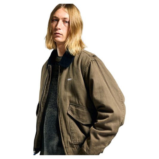 Giacca Obey Fade Wash Cwu Jacket - Green Faded Wash - Giacche di Obey | Francis Concept