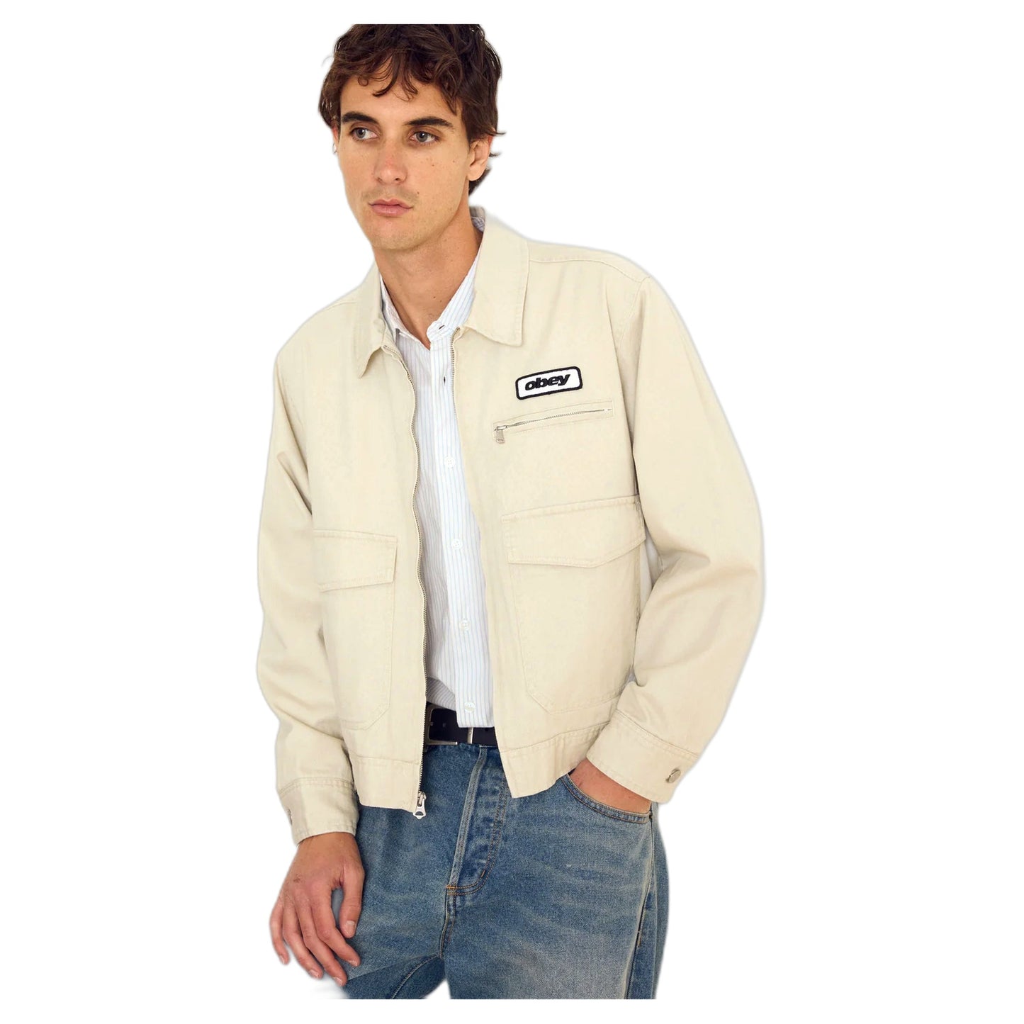 Giacca Obey Walter Work Jacket - silver Birch Faded Wash - Giacche di Obey | Francis Concept