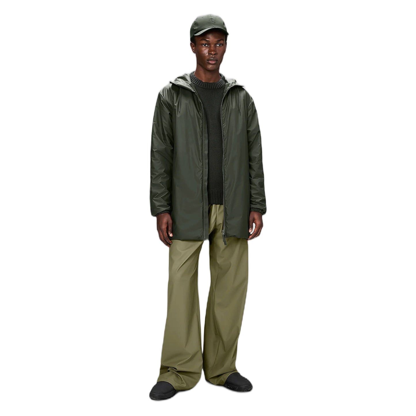 Giacca Rains Antipioggia Unisex Lohja Long Jacket W3T2 - Verde - Giacche di Rains | Francis Concept