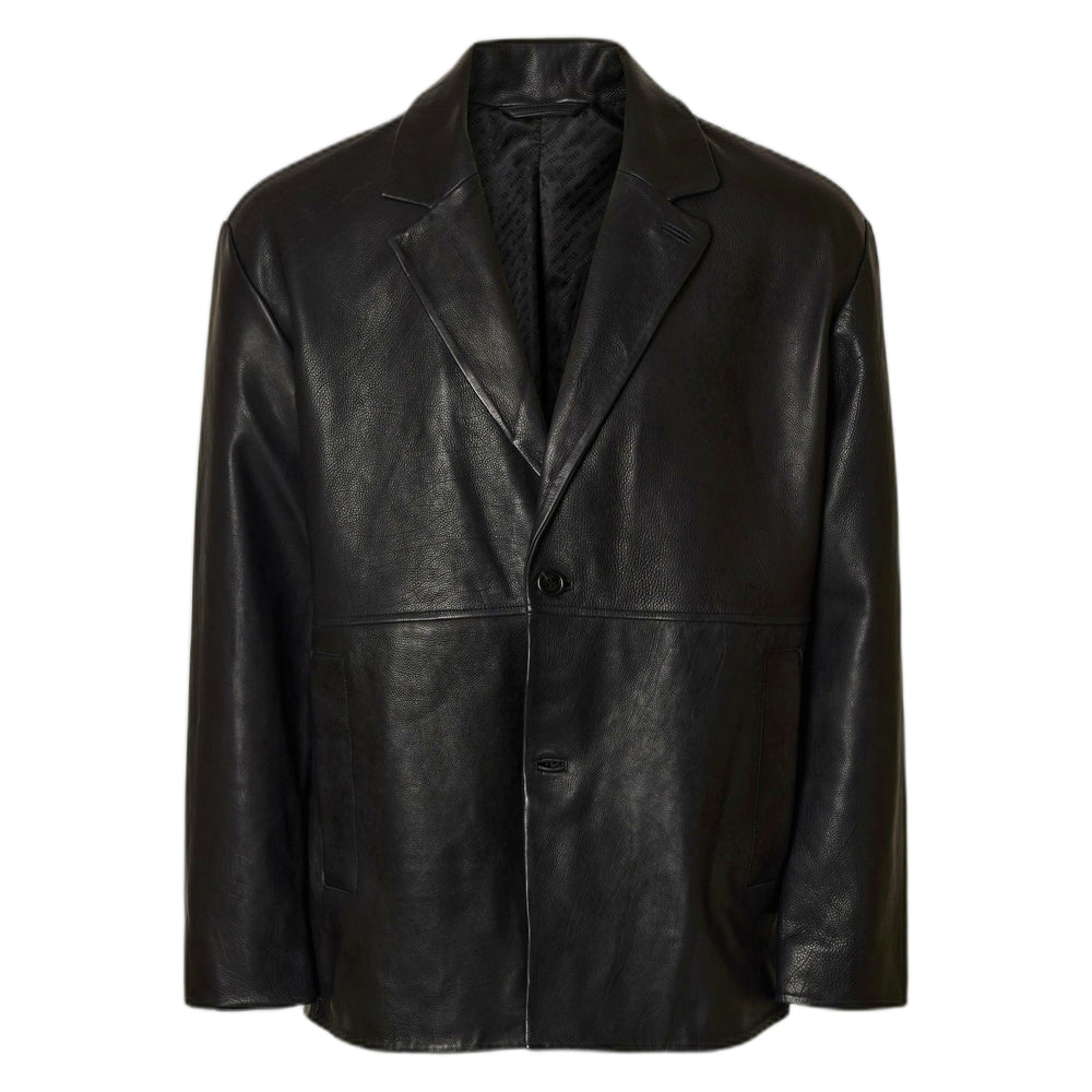Giacca Selected Homme Grain Leather Hybrid Blazer - Black - Giacche di Selected Homme | Francis Concept