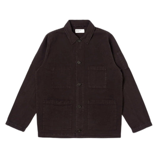 Giacca Universal Works Coverall Jacket Lyo Linen Mix - Licorice - Giacche di Universal Works | Francis Concept
