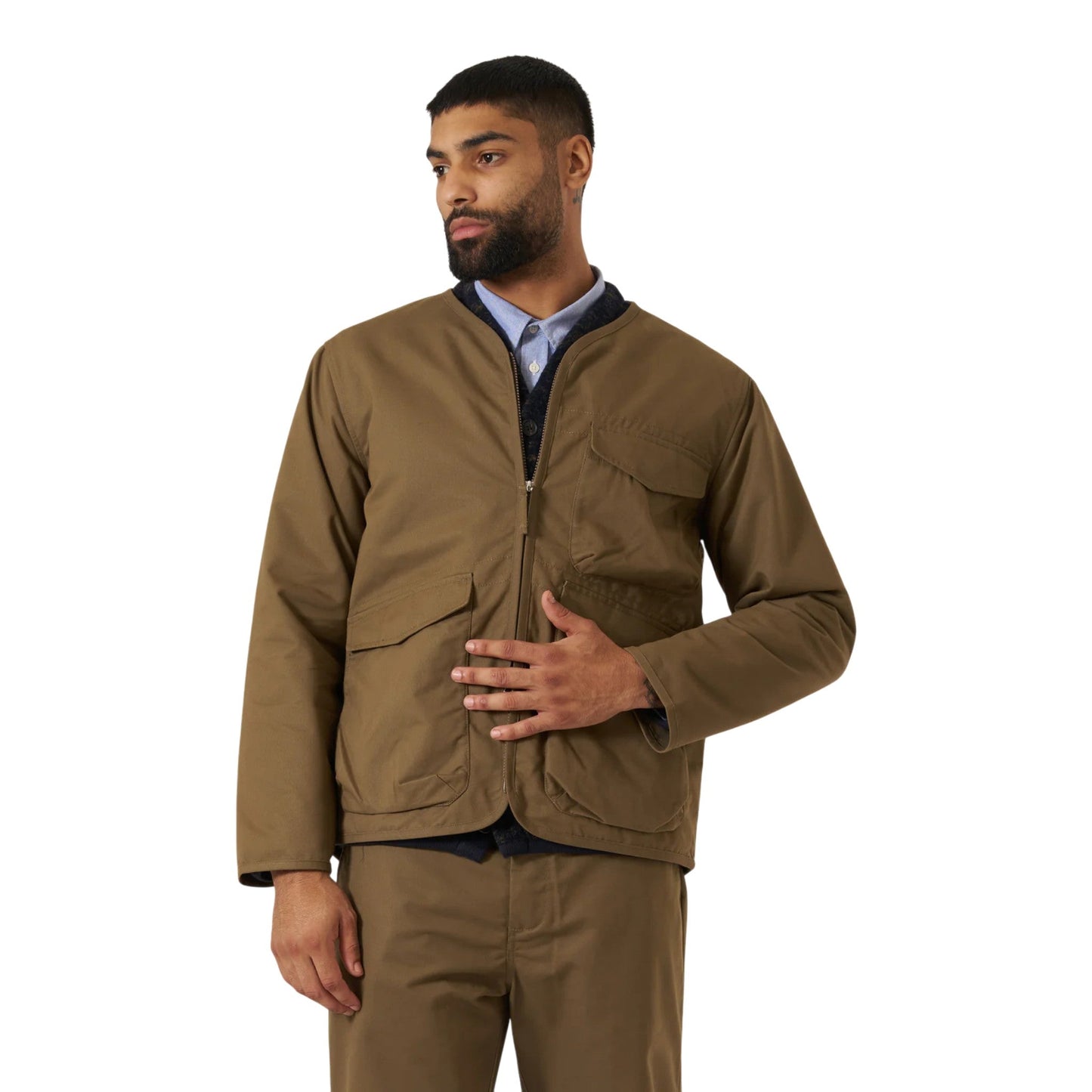Giacca Universal Works Parachute Liner Jacket Brushed Polytech - Khaki - Giacca di Universal Works | Francis Concept