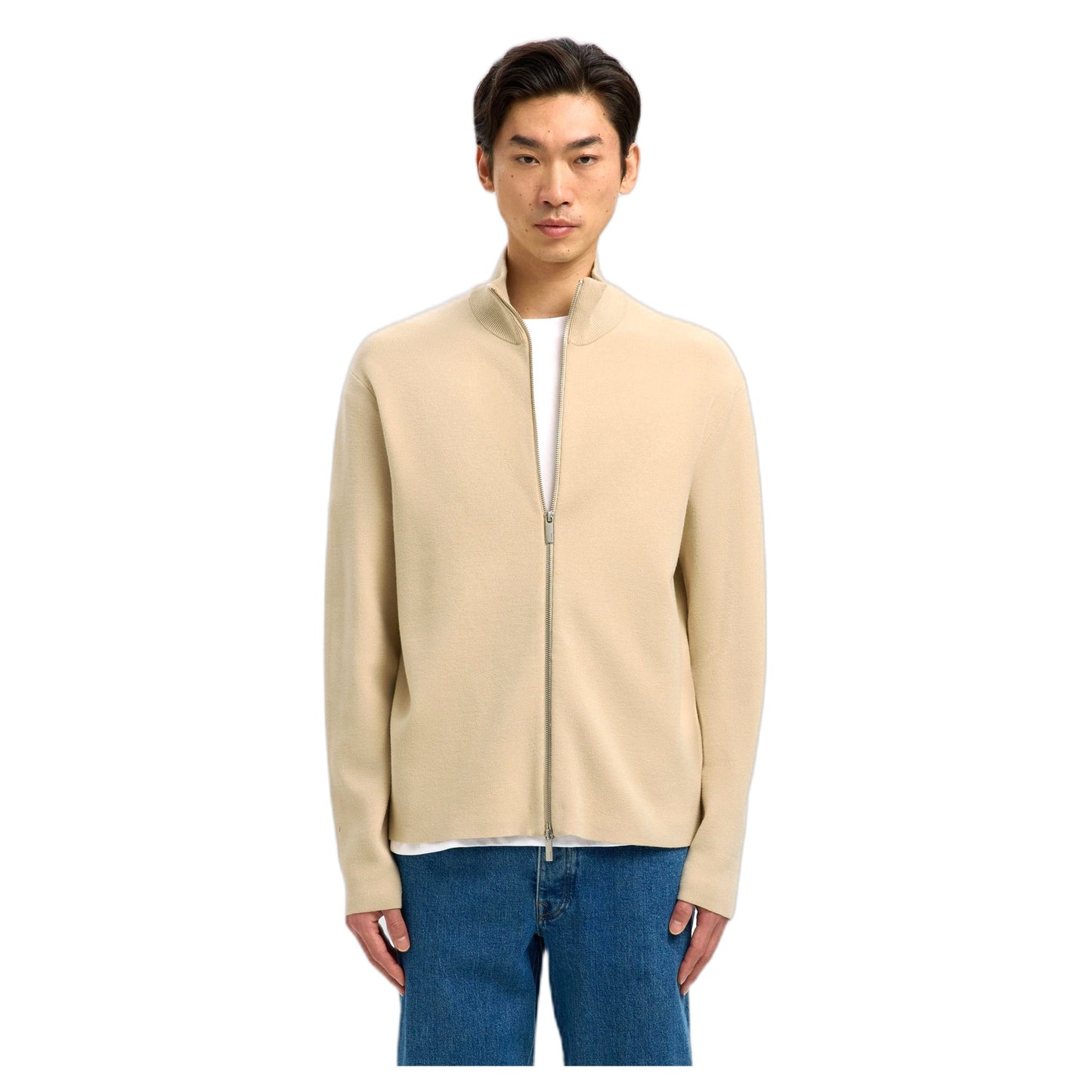 Giacca Zip Selected Homme Teller Relaxed Zip Cardigan - Oatmeal - Maglieria di Selected Homme | Francis Concept