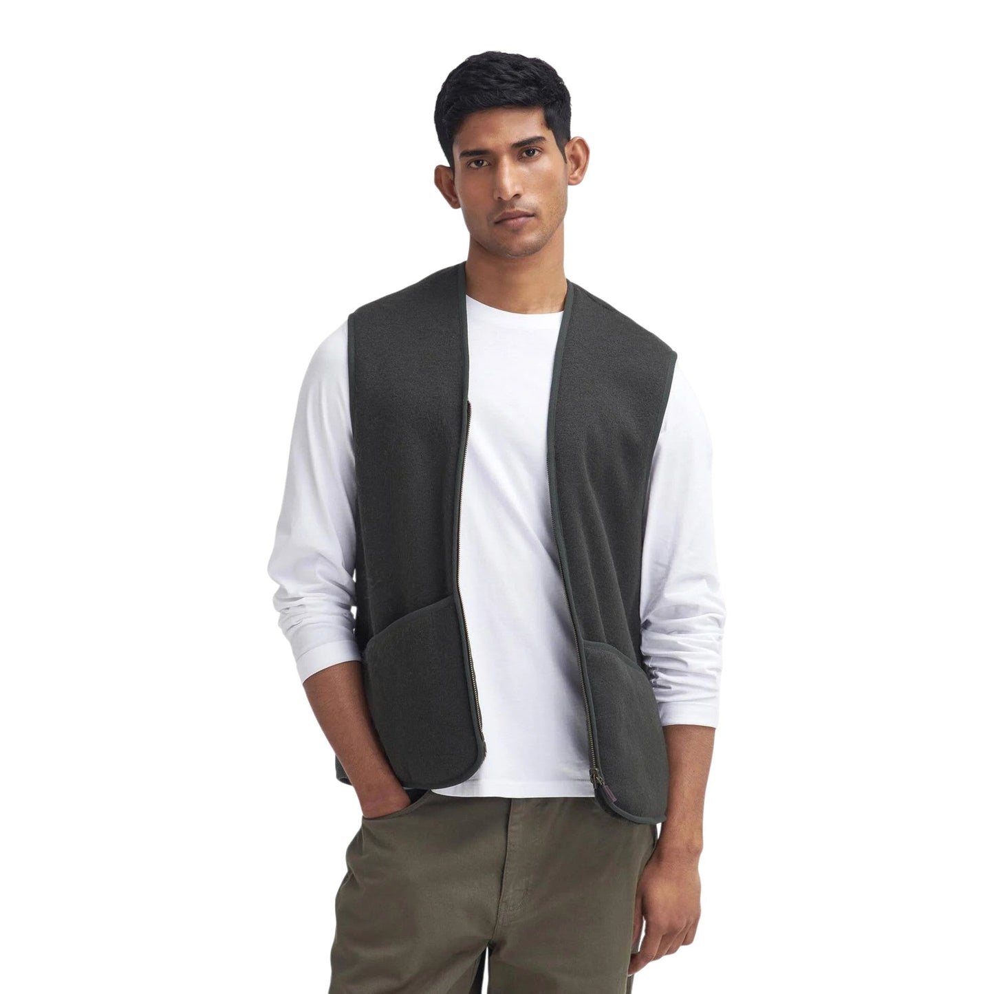 Gilet Barbour Warm Pile Waistcoat Zip - Sage - Giacche di Barbour | Francis Concept