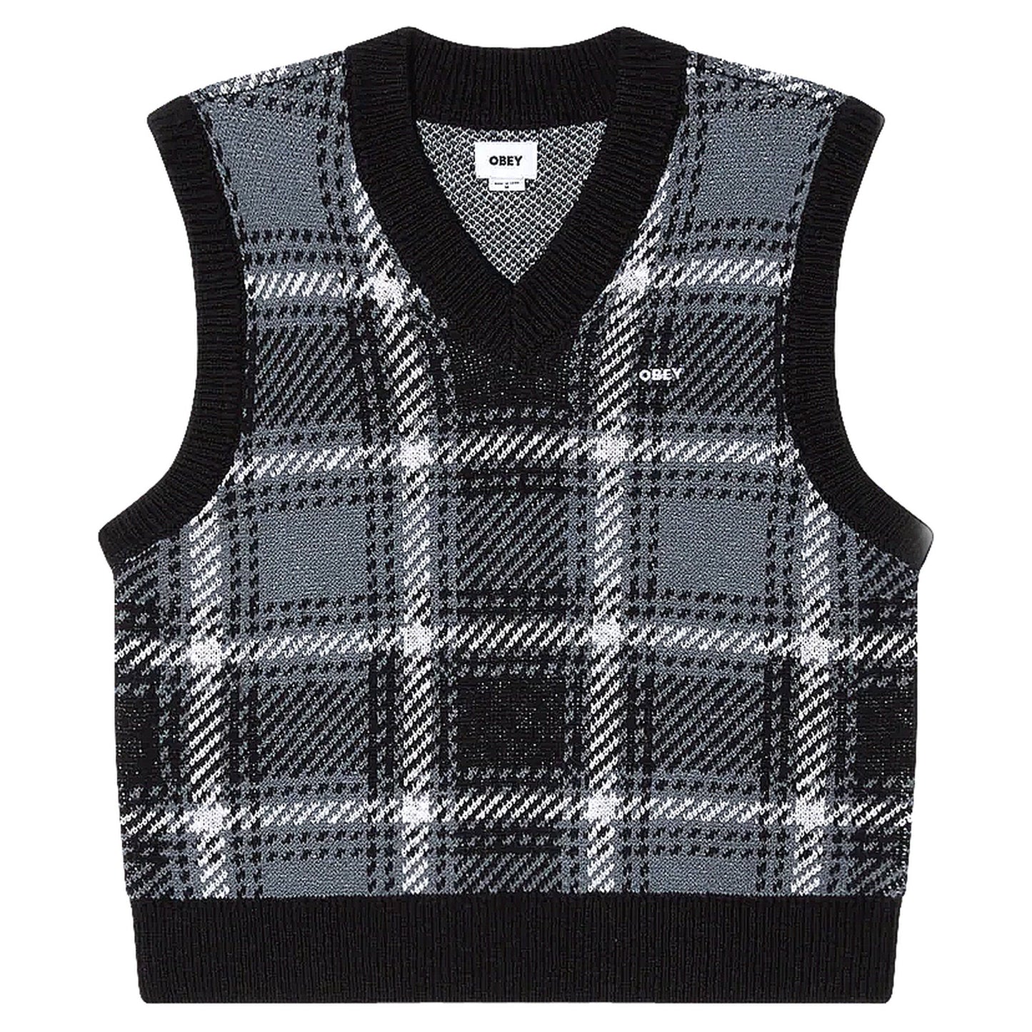 Gilet Obey Avon Plaid Vest - Cold Black Multi - Maglieria di Obey | Francis Concept