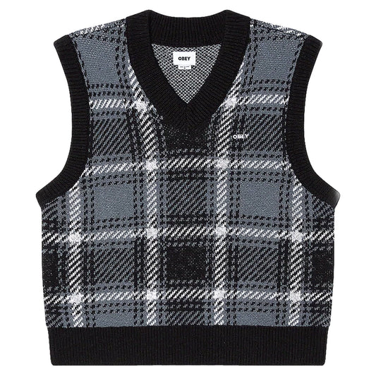 Gilet Obey Avon Plaid Vest - Cold Black Multi - Maglieria di Obey | Francis Concept