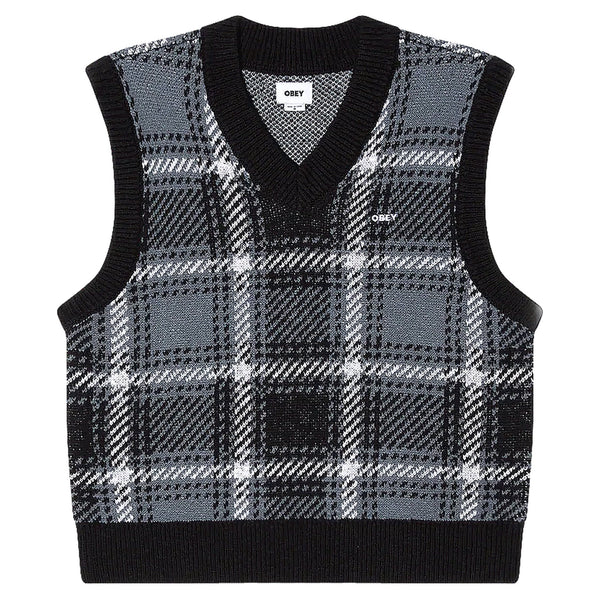 Gilet Obey Avon Plaid Vest - Cold Black Multi - Maglieria di Obey | Francis Concept