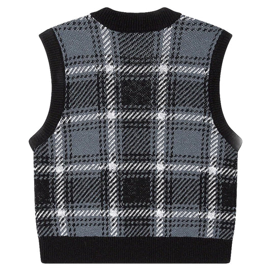 Gilet Obey Avon Plaid Vest - Cold Black Multi - Maglieria di Obey | Francis Concept