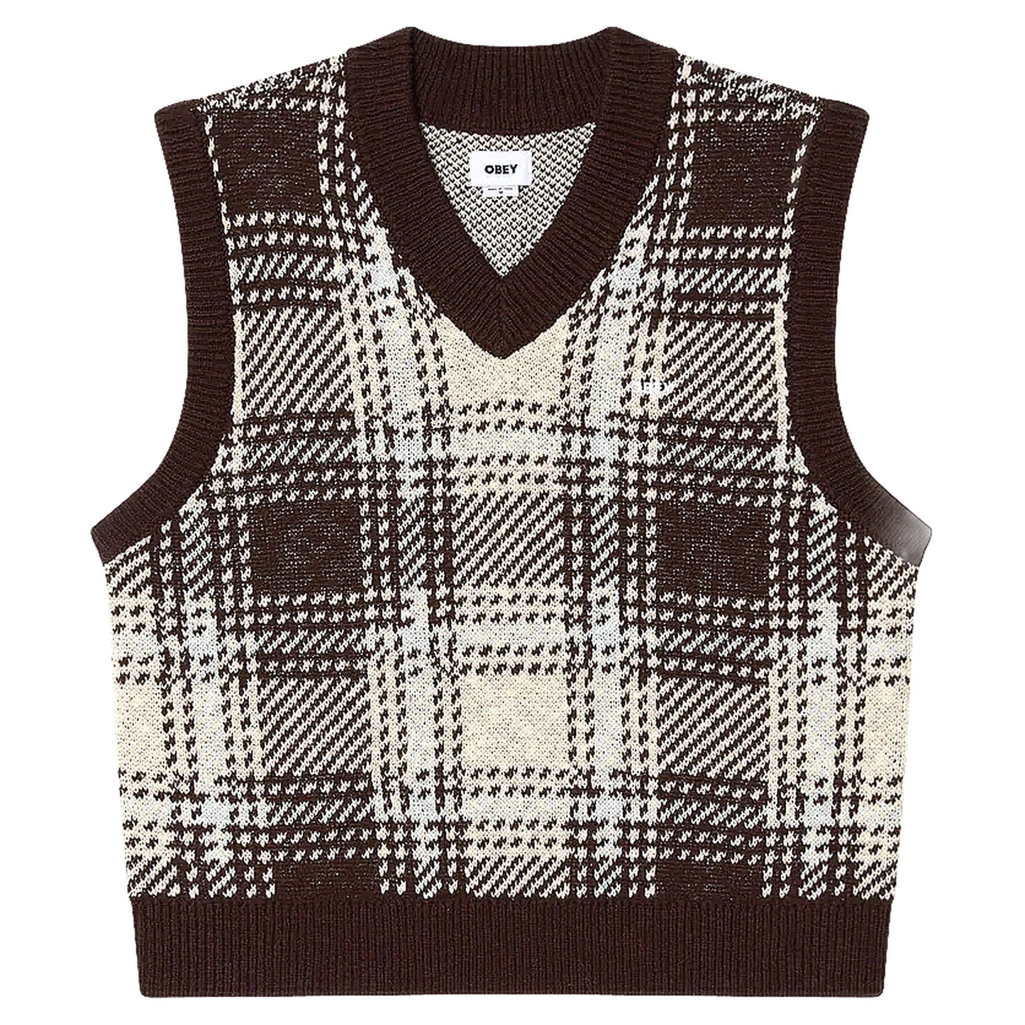 Gilet Obey Avon Plaid Vest - Vanilla Multi - Maglieria di Obey | Francis Concept