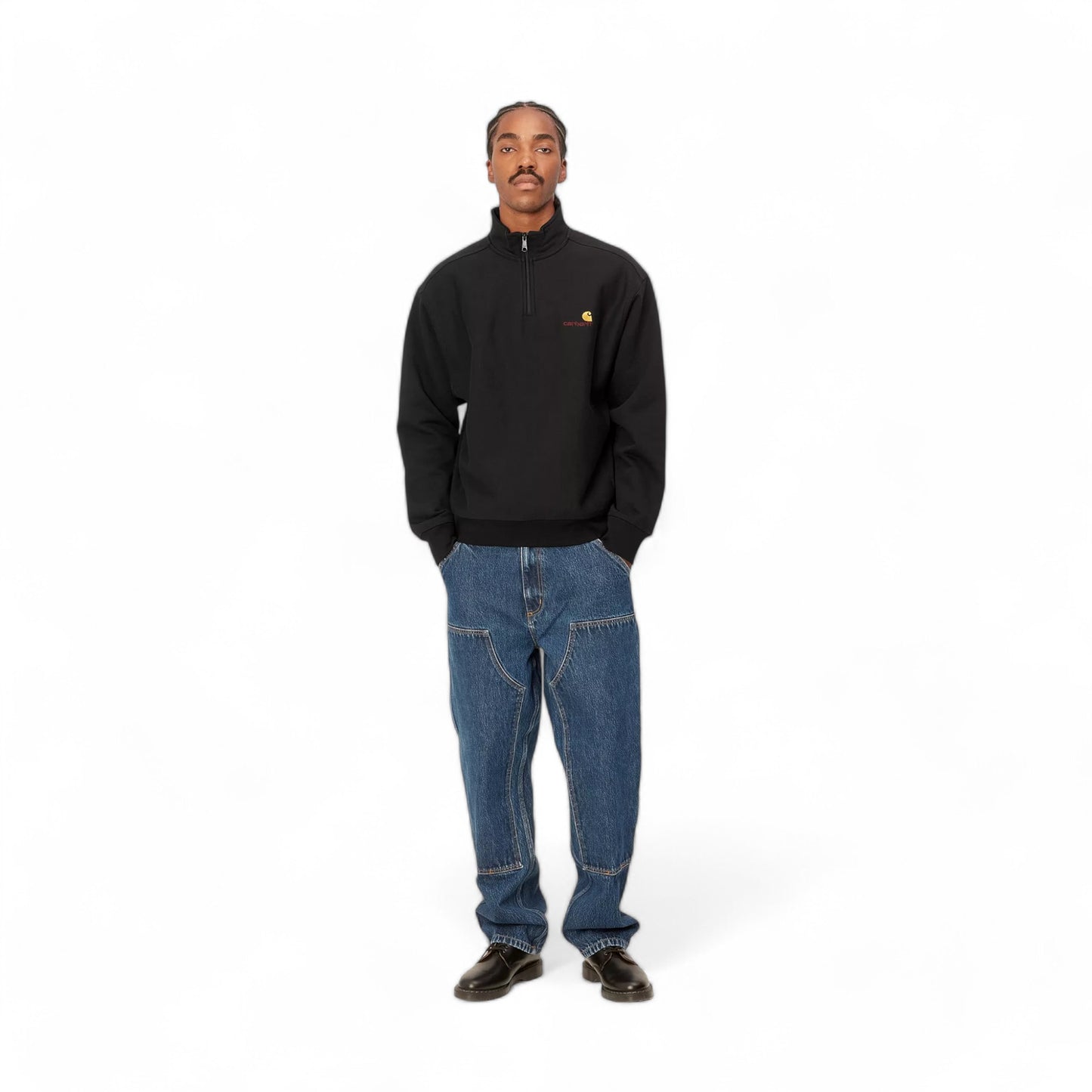 Carhartt Wip Half Zip American Script Sweat-Black