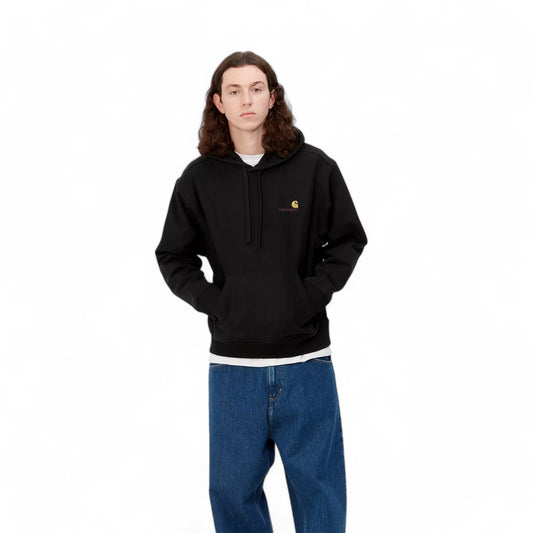 Carhartt Wip Hooded American Script Sweat - Black / Gold Francis Concept