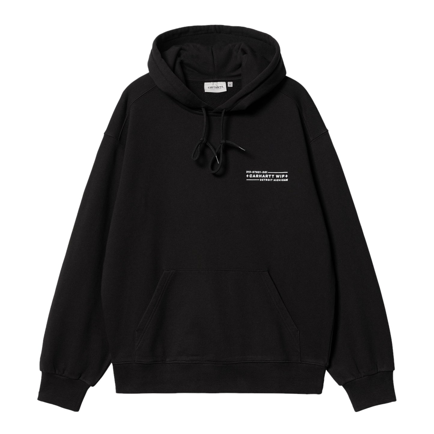 Carhartt Wip Hooded Stamp Sweat - Black / White stone washed Francis Concept