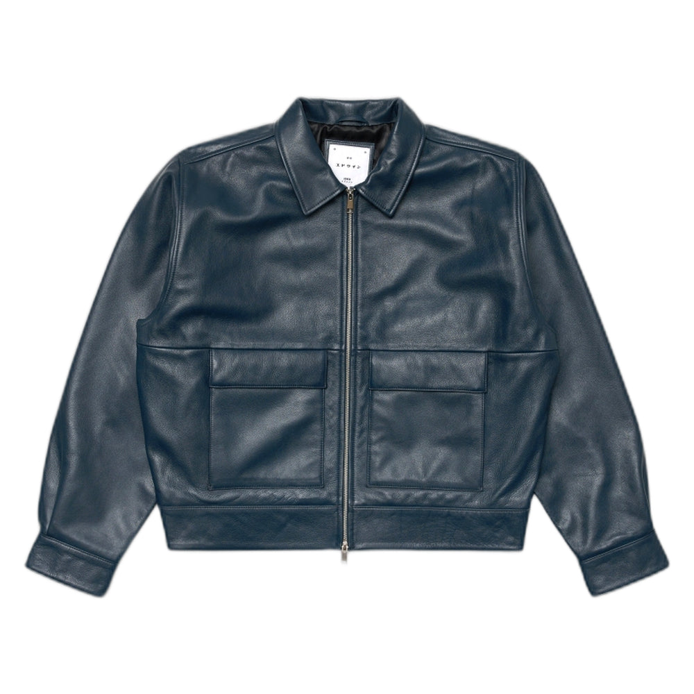 Giacca Edwin In Pelle Dogma Jacket - Dark Navy