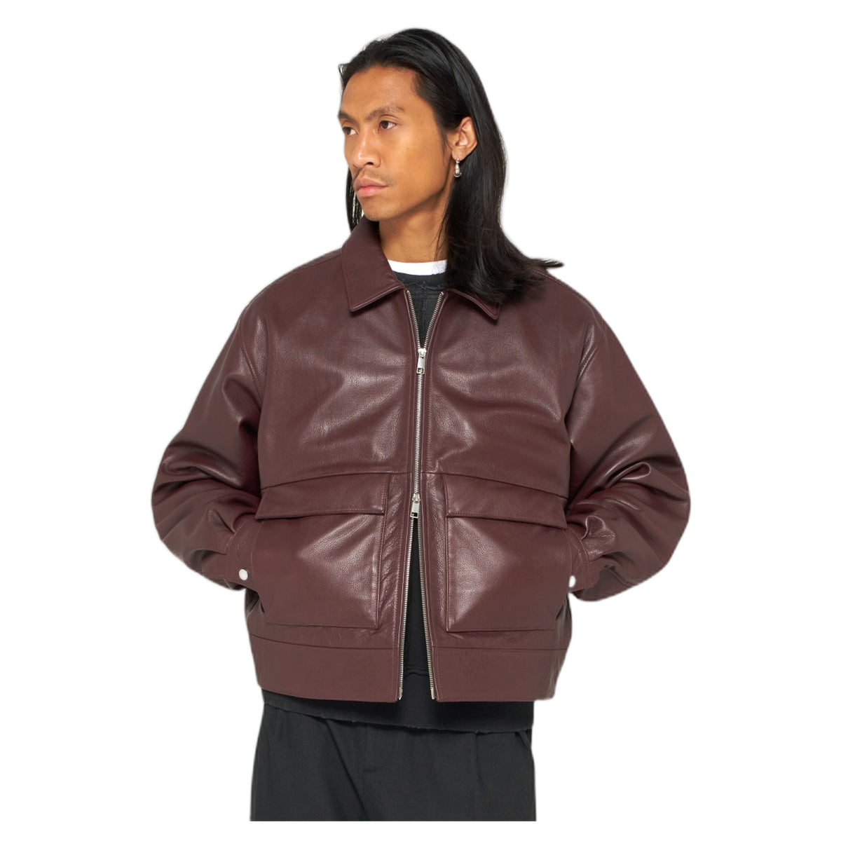 Giacca Edwin In Pelle Dogma Jacket - Brown Burgundy