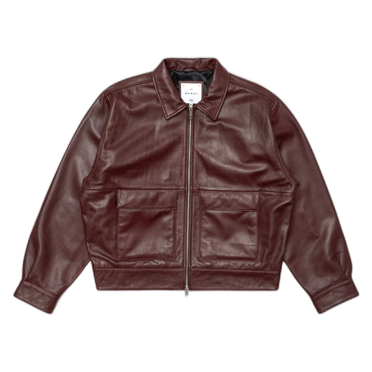 Giacca Edwin In Pelle Dogma Jacket - Brown Burgundy