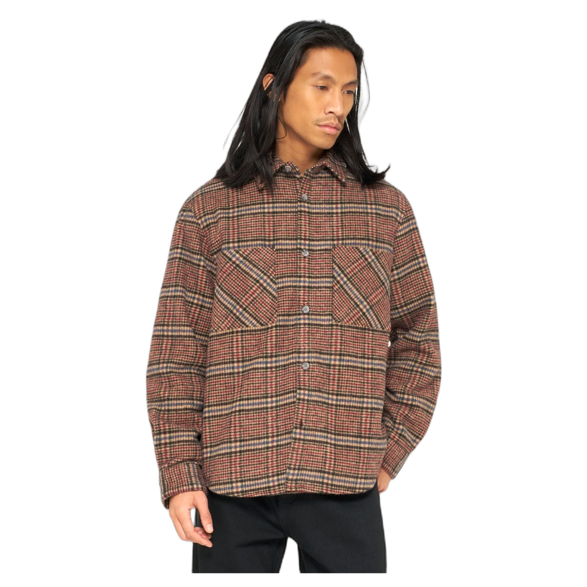 Camicia Edwin Julius Shirt Ls - Burgundy / Blue