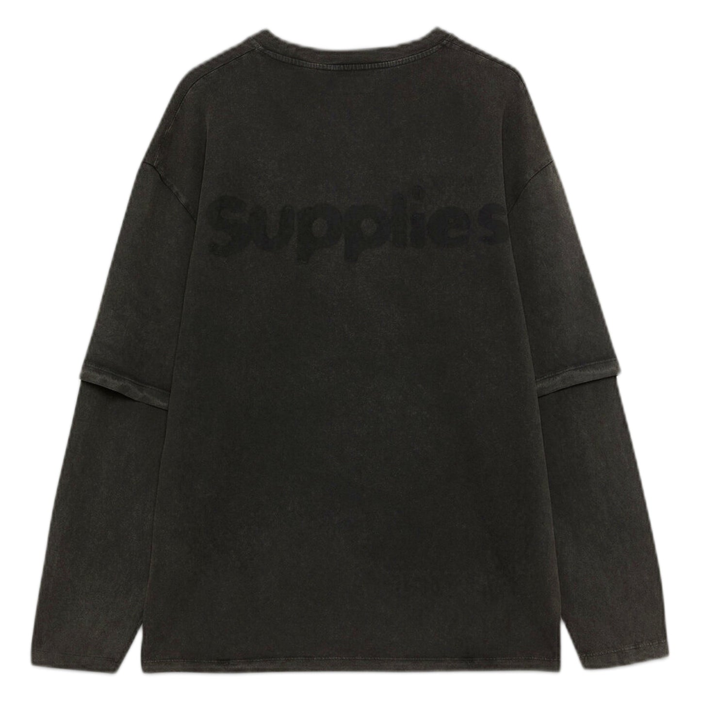 Longsleeve Amish Double Shadow Logo - Pigment Stone Black - T-Shirt di Amish | Francis Concept