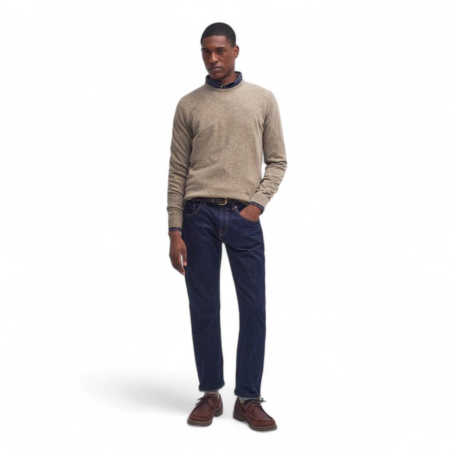 Maglione Barbour Essential Lambswool Crewneck - Fossil - Maglieria di Barbour | Francis Concept