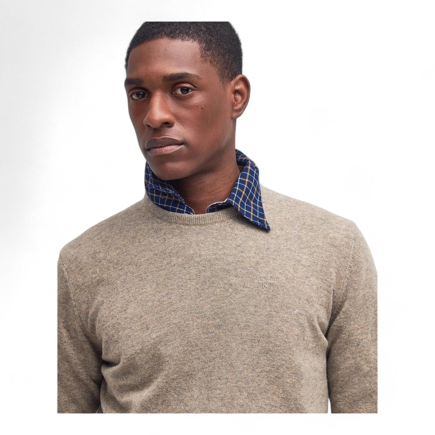 Maglione Barbour Essential Lambswool Crewneck - Fossil - Maglieria di Barbour | Francis Concept