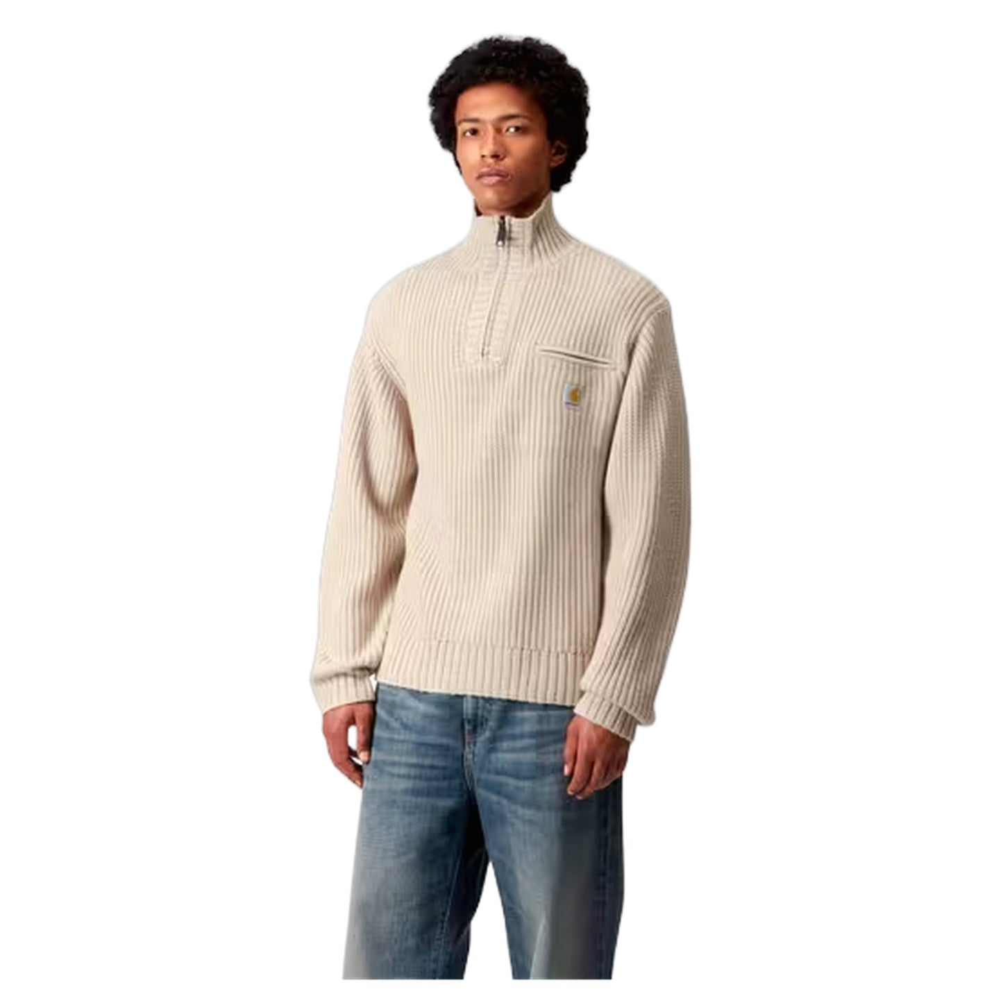 Maglione Carhartt Wip Detroit Half Zip Sweater - Fleur De Sel - Maglieria di Carhartt Wip | Francis Concept