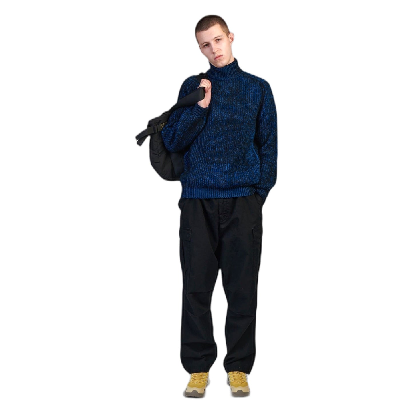 Maglione Edwin Roni High Collar Sweater - Black / Blue - Maglieria di Edwin | Francis Concept