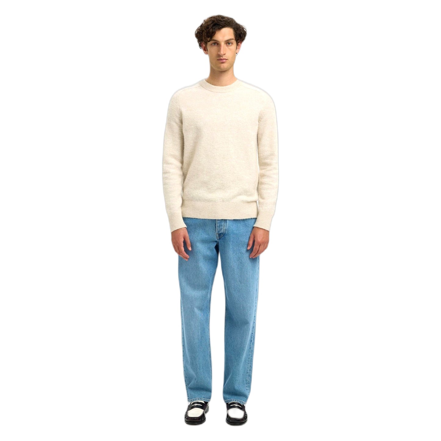 Maglione Girogola Selected Homme Rai Ls Knit Crewneck - Oatmeal - Maglioni di Selected | Francis Concept