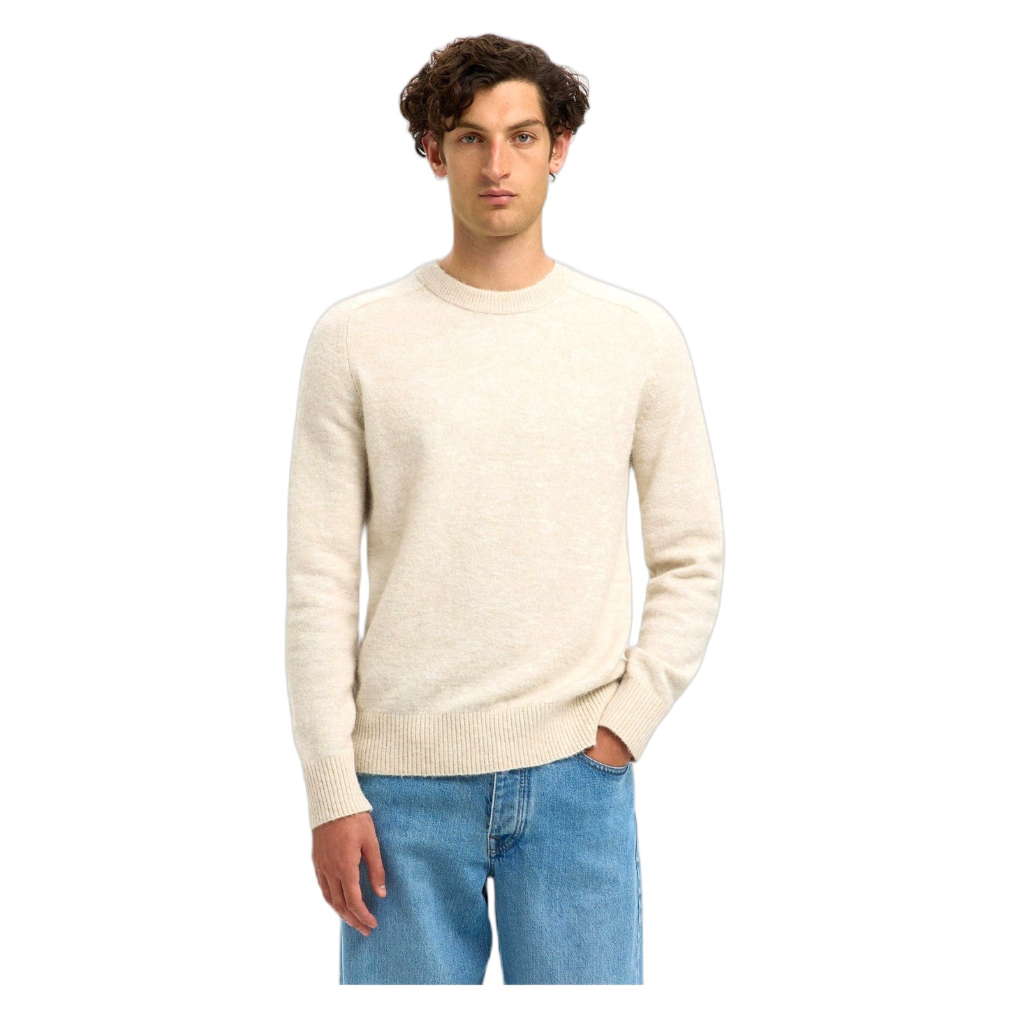 Maglione Girogola Selected Homme Rai Ls Knit Crewneck - Oatmeal - Maglioni di Selected | Francis Concept