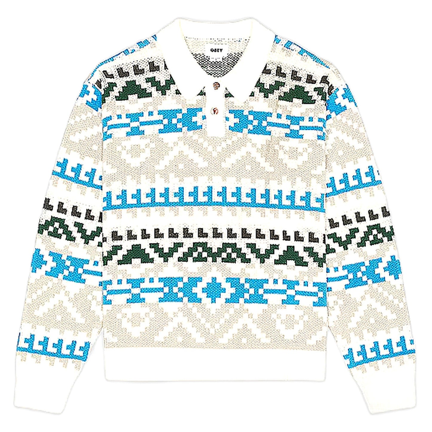 Maglione Obey Geo Polo Sweater - Whisper White Multi - Maglieria di Obey | Francis Concept