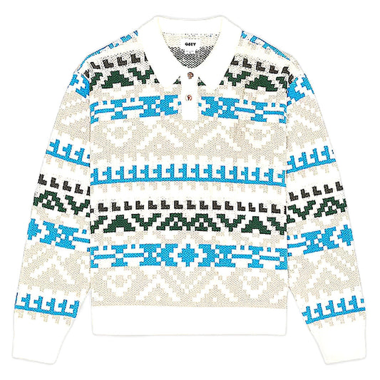 Maglione Obey Geo Polo Sweater - Whisper White Multi - Maglieria di Obey | Francis Concept