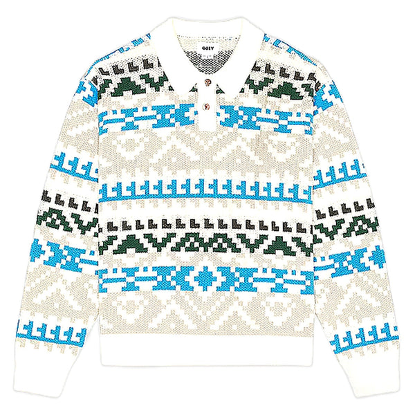 Maglione Obey Geo Polo Sweater - Whisper White Multi - Maglieria di Obey | Francis Concept