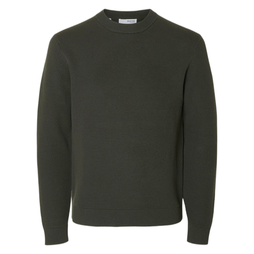 Maglione Selected Homme Dane Ls Knit Structure Crew Neck - Verde - Maglieria di Selected Homme | Francis Concept