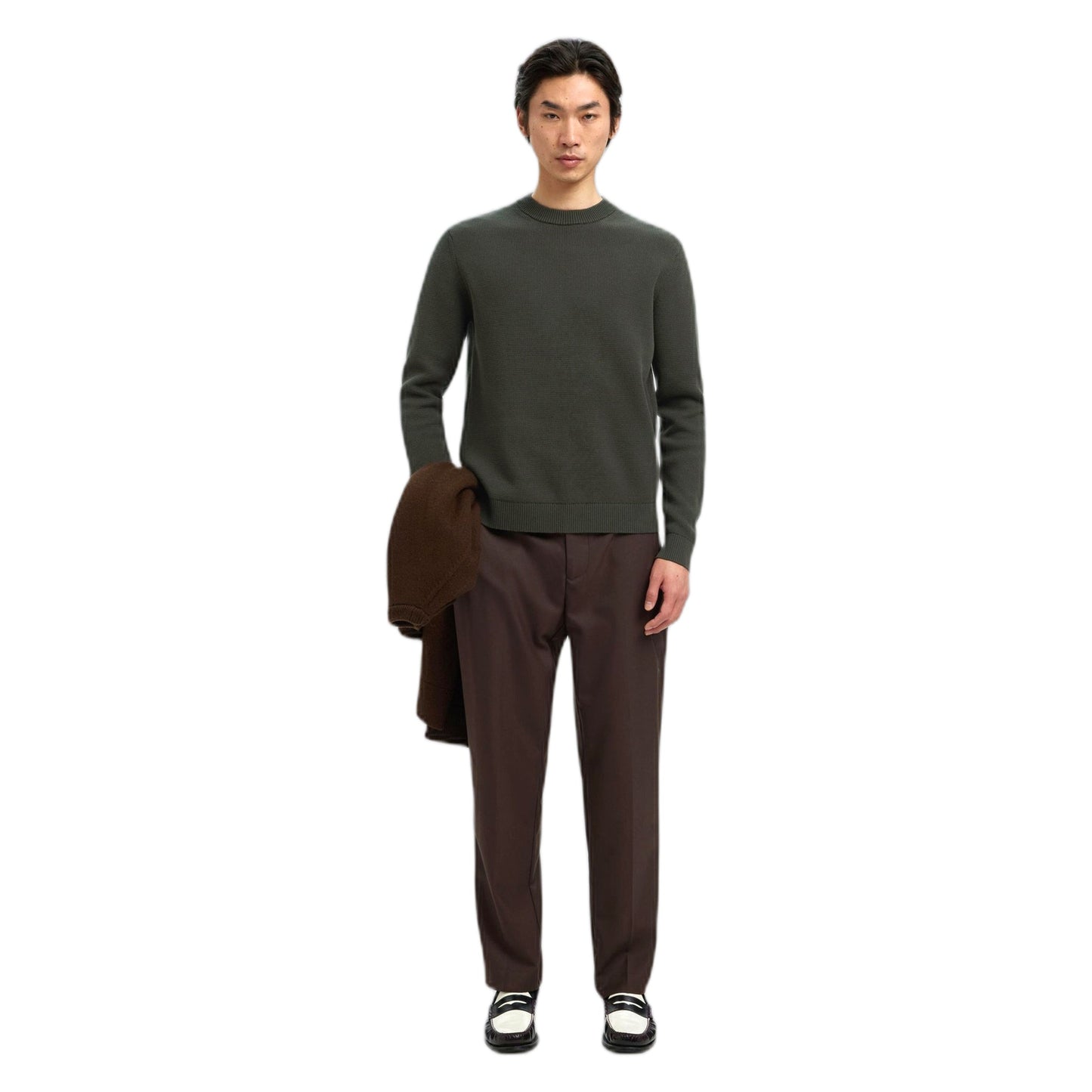 Maglione Selected Homme Dane Ls Knit Structure Crew Neck - Verde - Maglieria di Selected Homme | Francis Concept