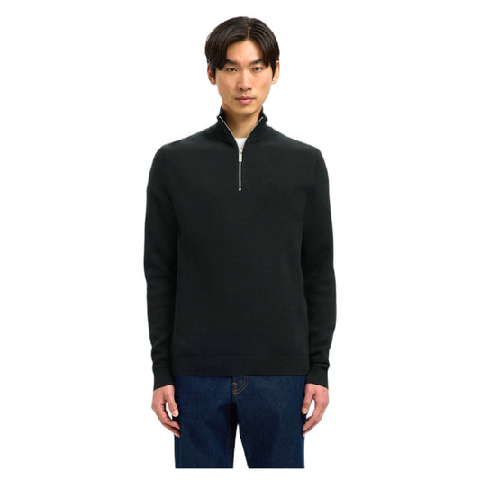 Maglione Selected Homme Dane Ls Knit Structure Half Zip - Black - Maglieria di Selected Homme | Francis Concept