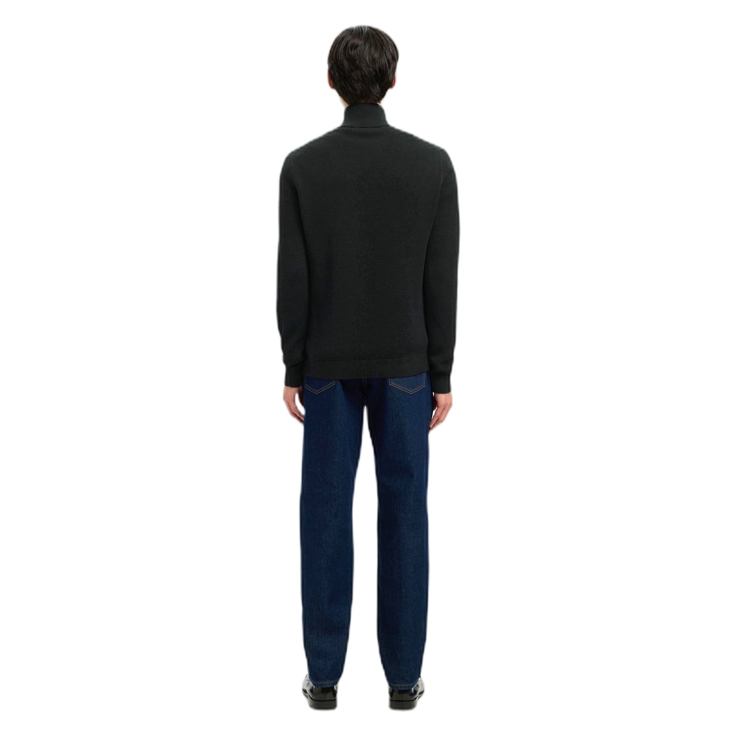 Maglione Selected Homme Dane Ls Knit Structure Half Zip - Black - Maglieria di Selected Homme | Francis Concept